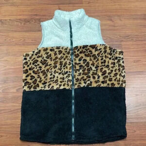 COPY - Mom Cheetah Sherpa Vest - White/Black - MOM-3X